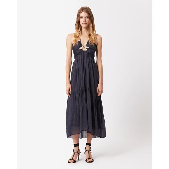 Isabel Marant BIRONA COTTON silk blend DRESS Faded night US8/EU40 - Picture 1 of 13